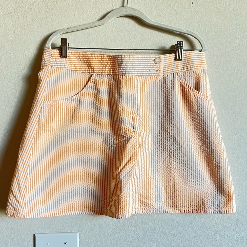 Orange and White Striped Seersucker Skirt Size 8